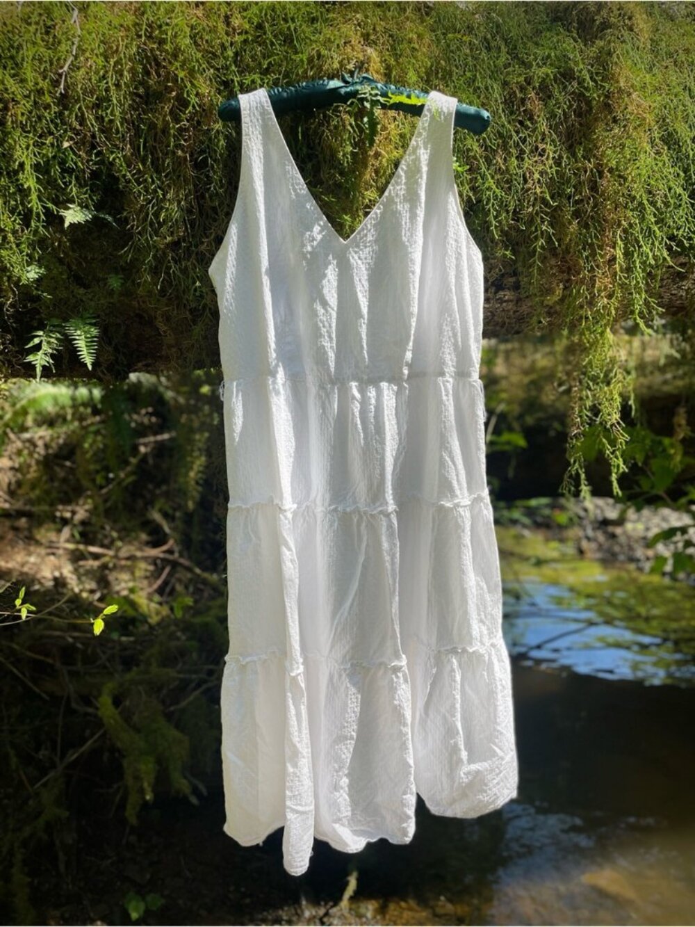 ANN TAYLOR | 16 | V-Neck Flare Maxi Cotton Dress - Picture 6 of 15